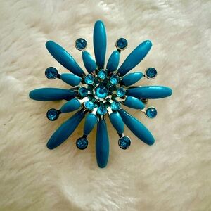 Vintage Turquoise Enamel Floral Brooch
